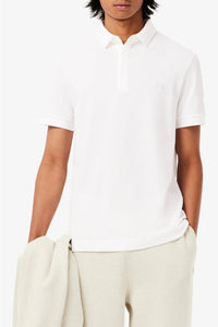 Polo coupe droite Paris boutonné en piqué - Blanc