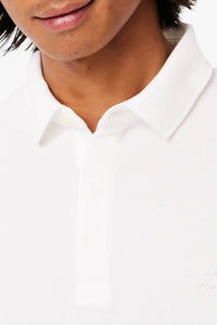 Polo coupe droite Paris boutonné en piqué - Blanc