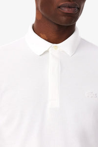 Polo coupe droite Paris boutonné en piqué - Blanc