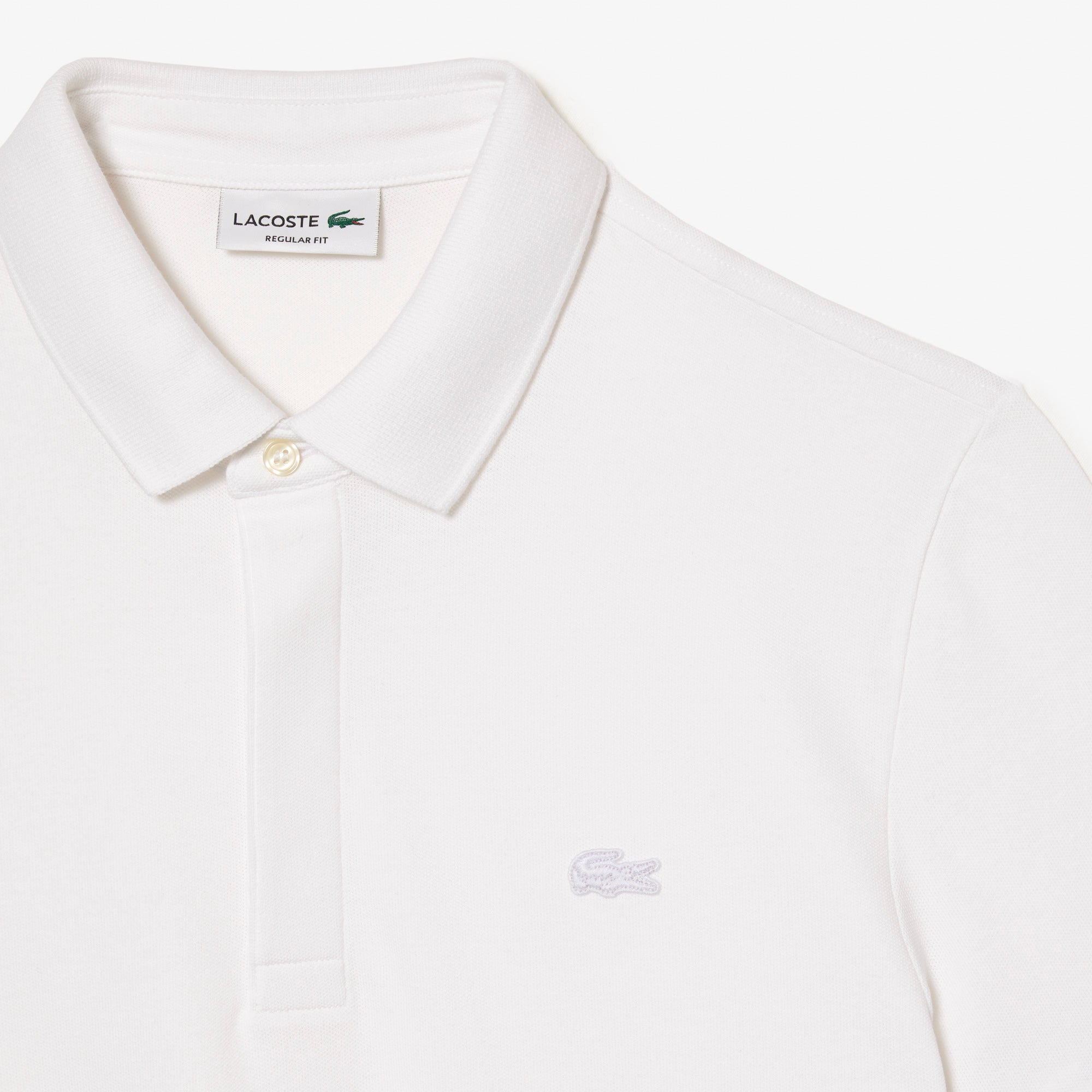Polo coupe droite Paris boutonné en piqué - Blanc