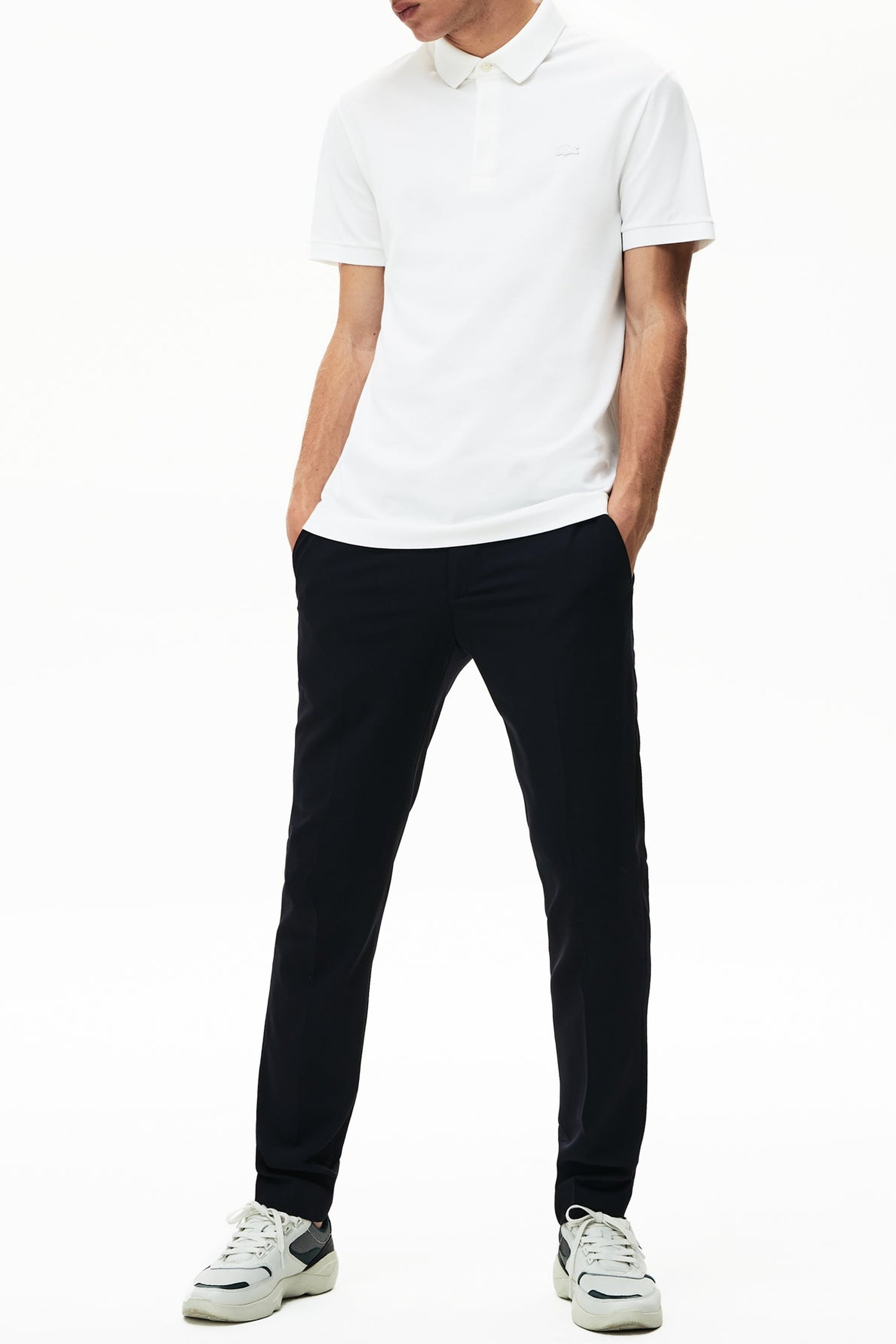 Polo coupe droite Paris boutonné en piqué - Blanc