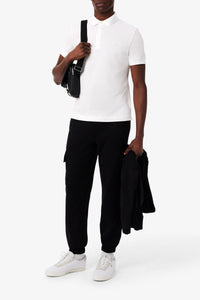 Polo coupe droite Paris boutonné en piqué - Blanc