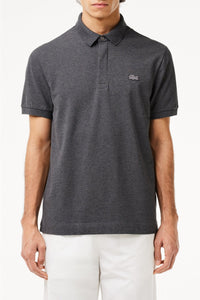 Polo coupe droite Paris boutonné en piqué - Bitume Chiné