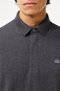 Polo coupe droite Paris boutonné en piqué - Bitume Chiné