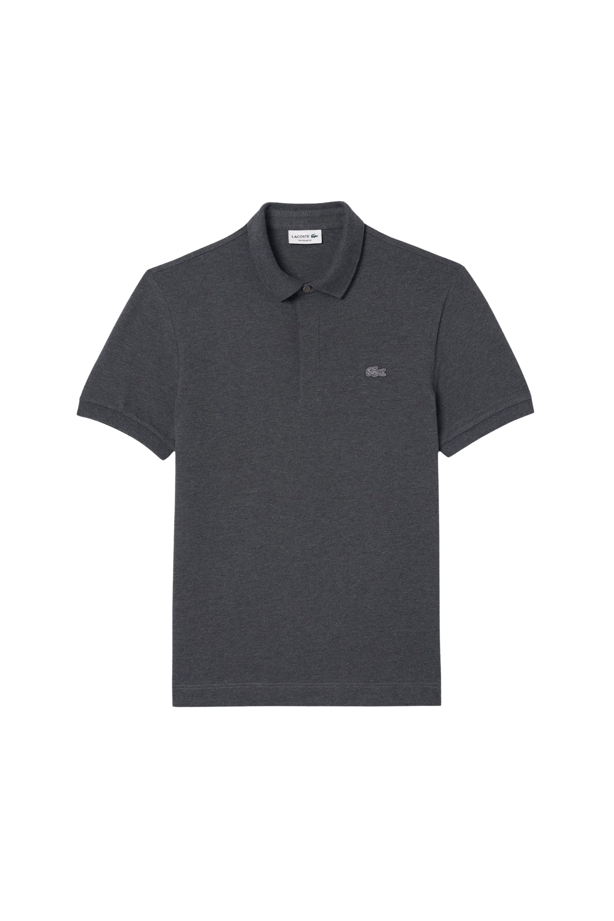 Polo coupe droite Paris boutonné en piqué - Bitume Chiné