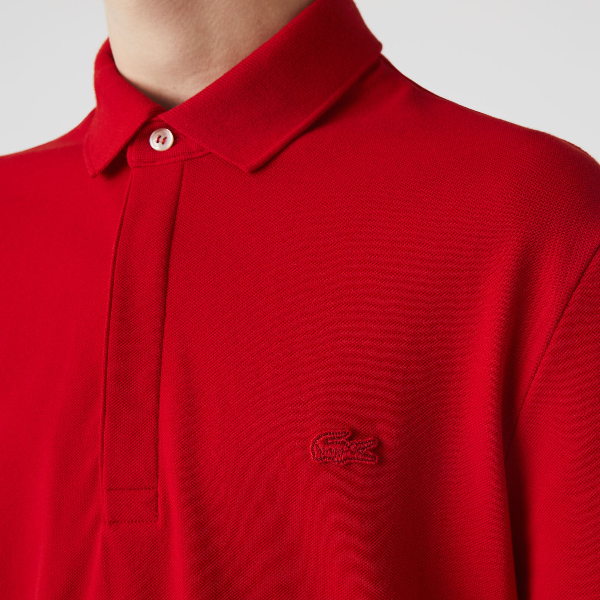 Paris piqué button-down polo shirt - Red
