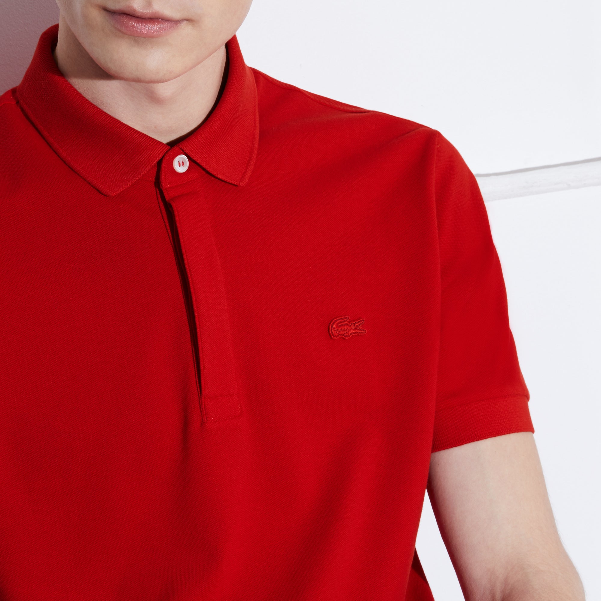 Paris piqué button-down polo shirt - Red