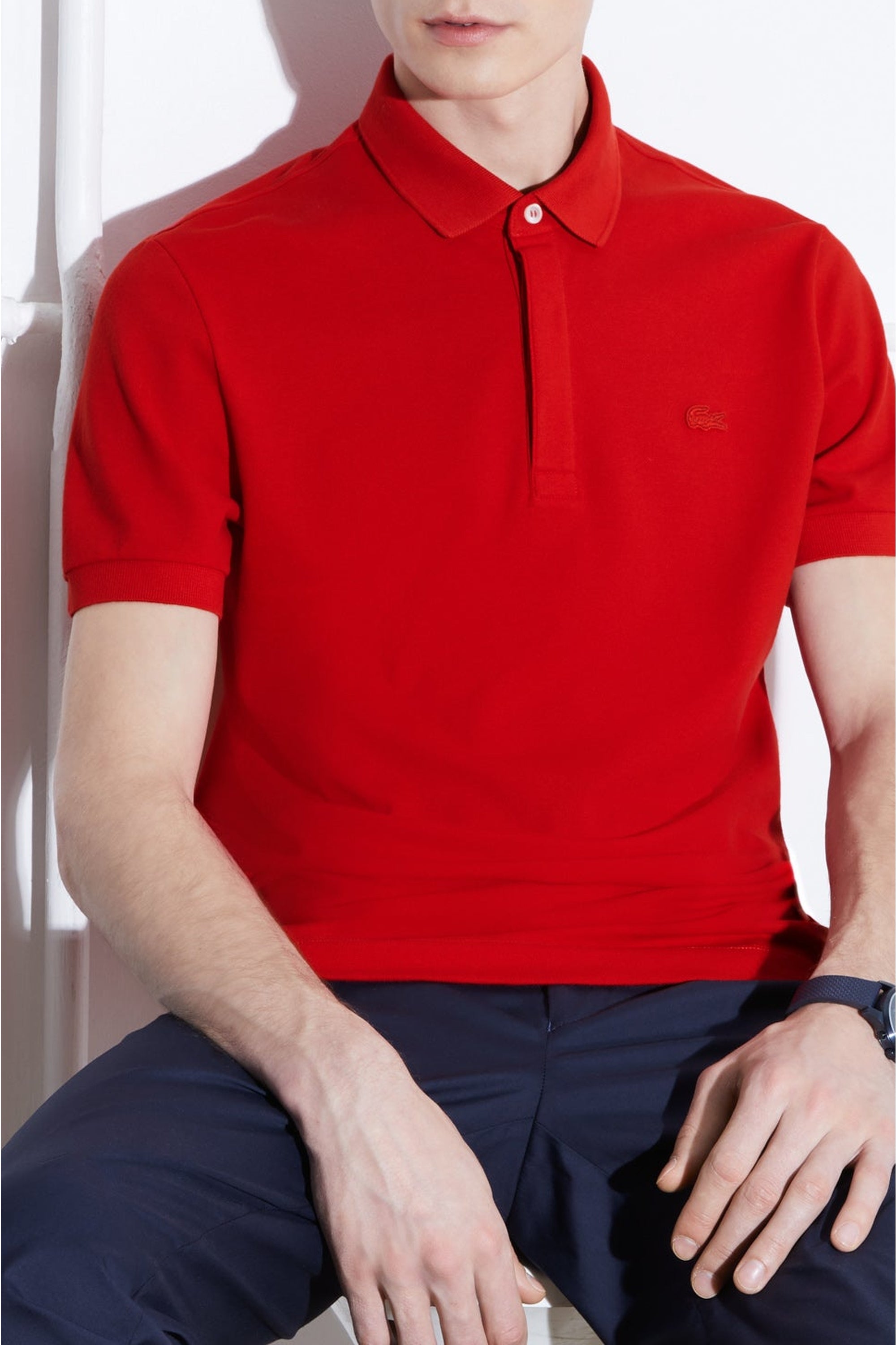 Paris piqué button-down polo shirt - Red