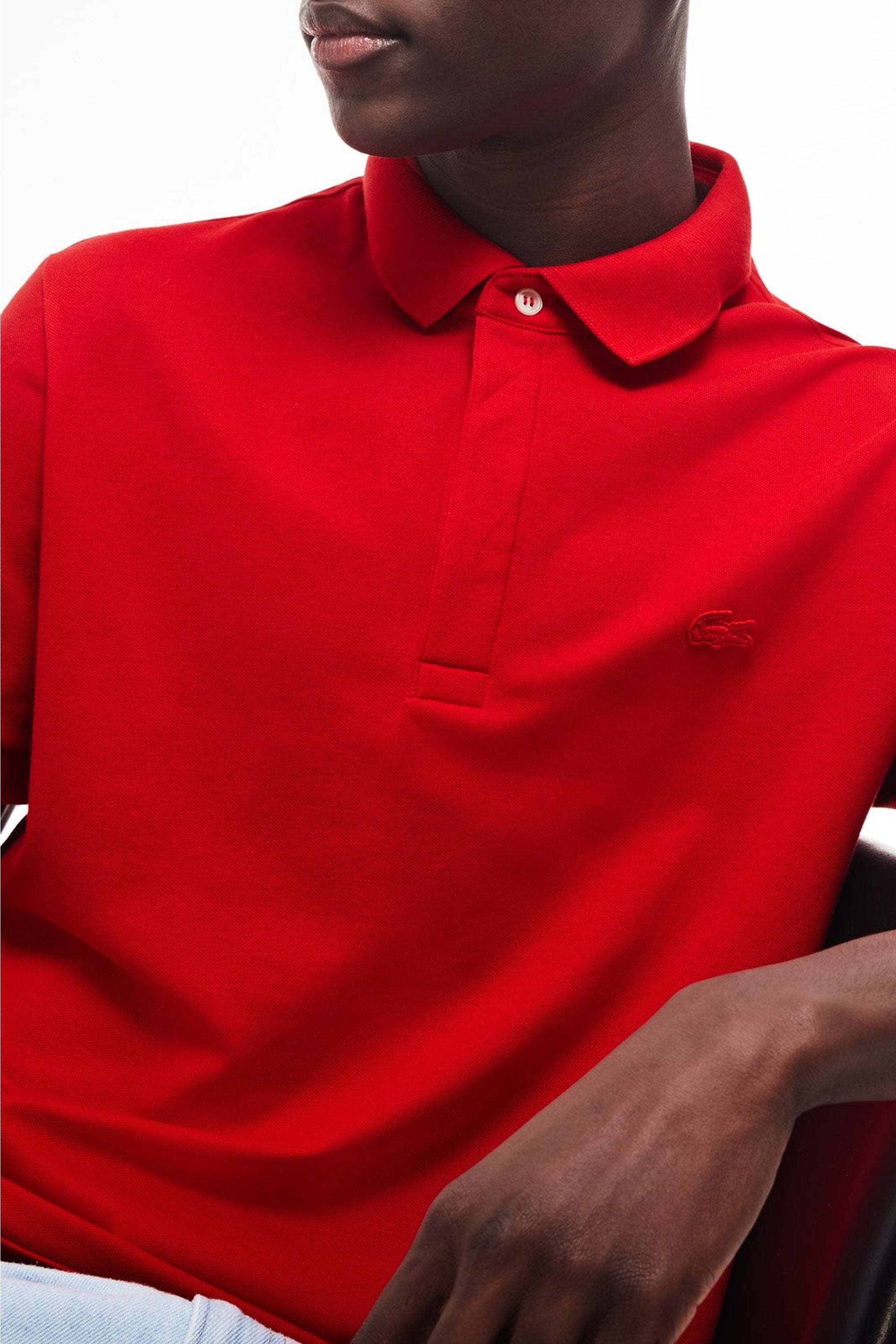 Paris piqué button-down polo shirt - Red