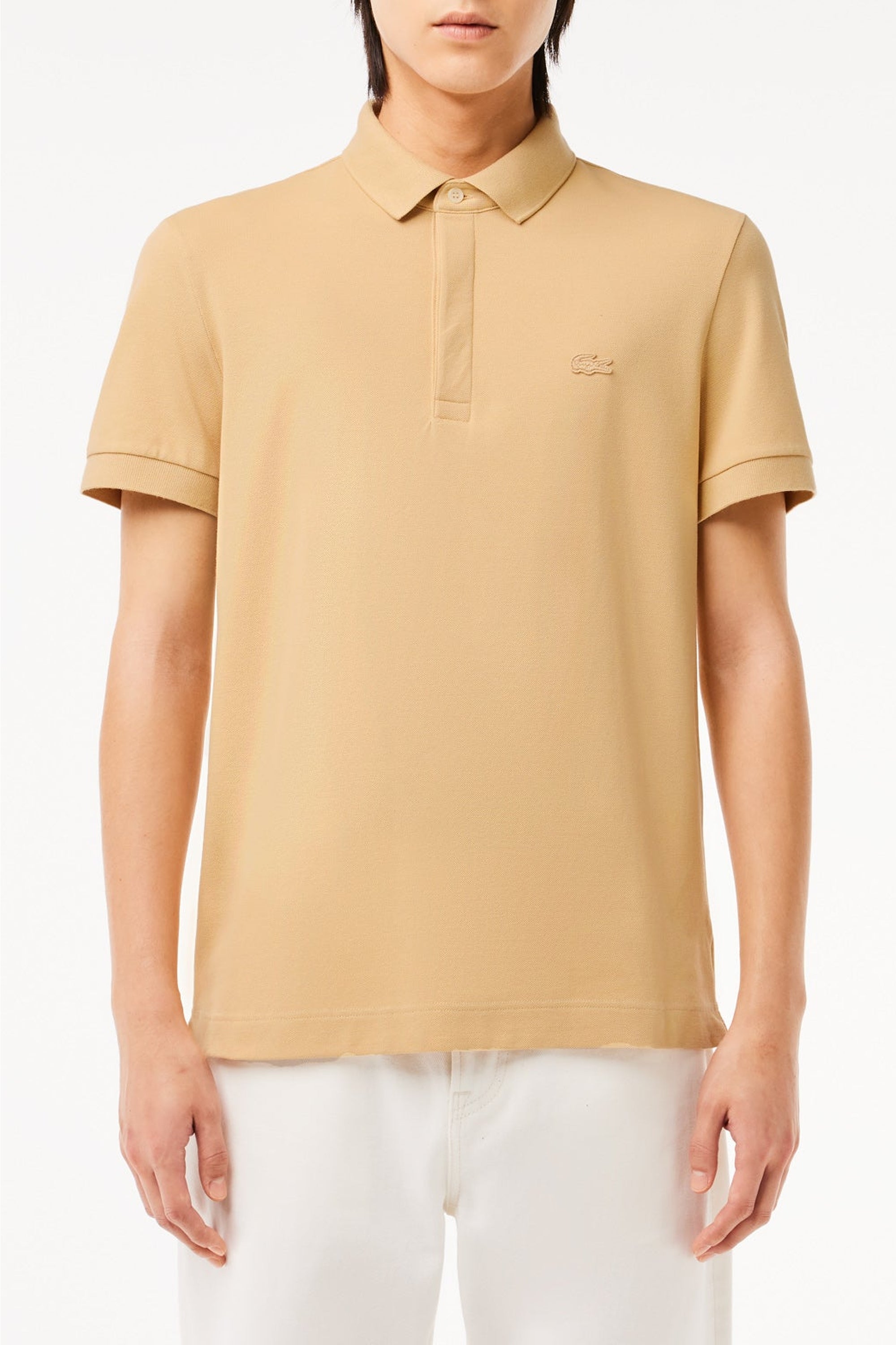 Paris straight-cut polo with piqué buttons - Croissant