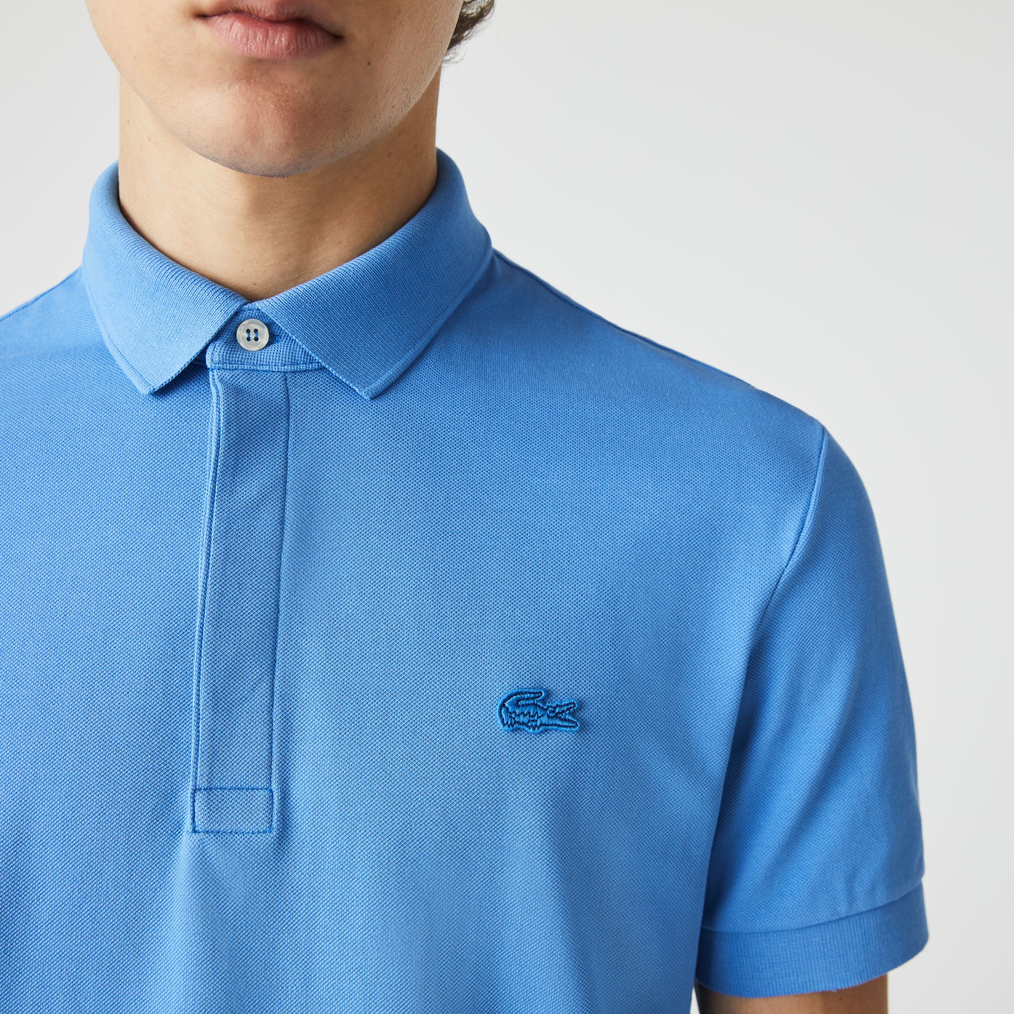 Paris straight-cut polo with piqué buttons - Aérien
