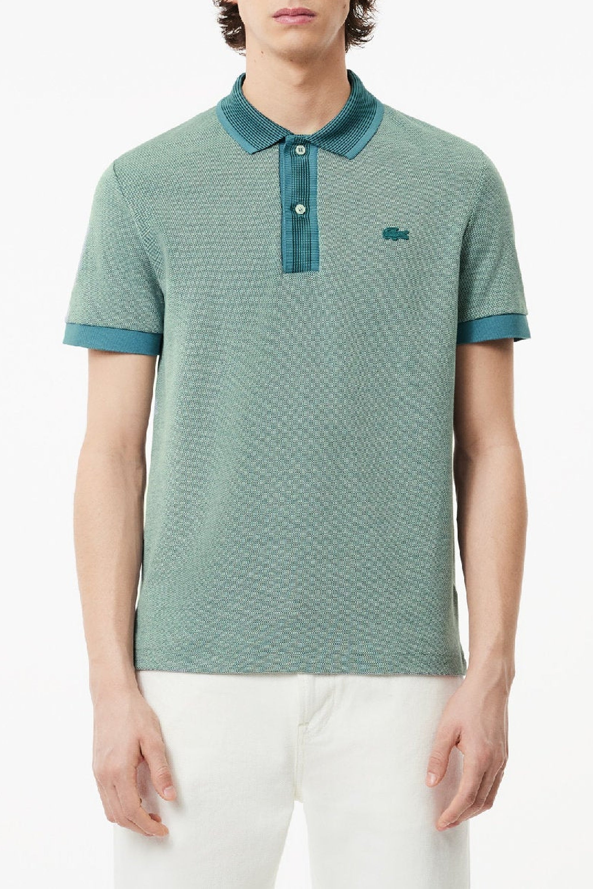 Straight cut pique polo shirt - Sinople & Hydro