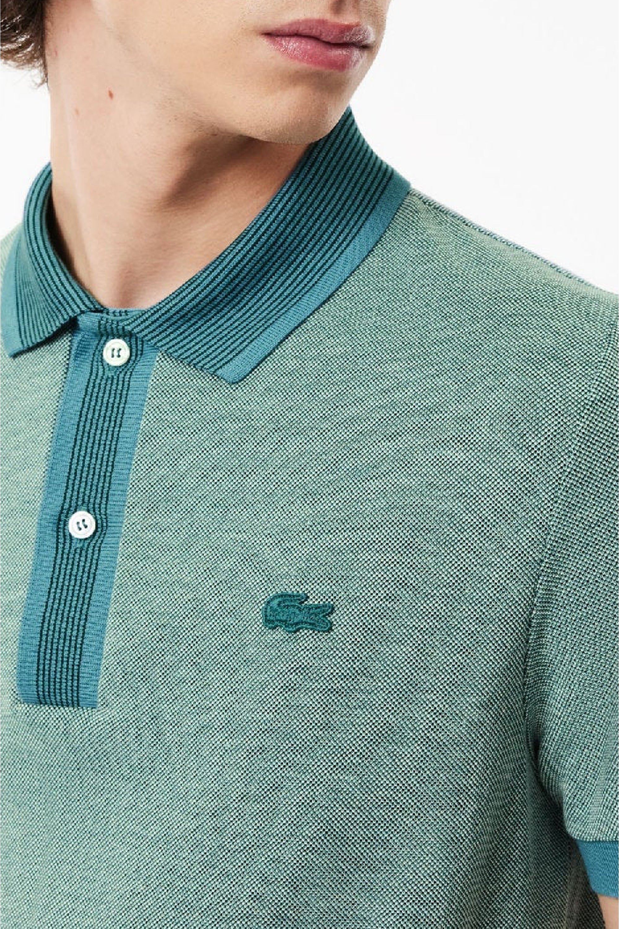 Straight cut pique polo shirt - Sinople & Hydro
