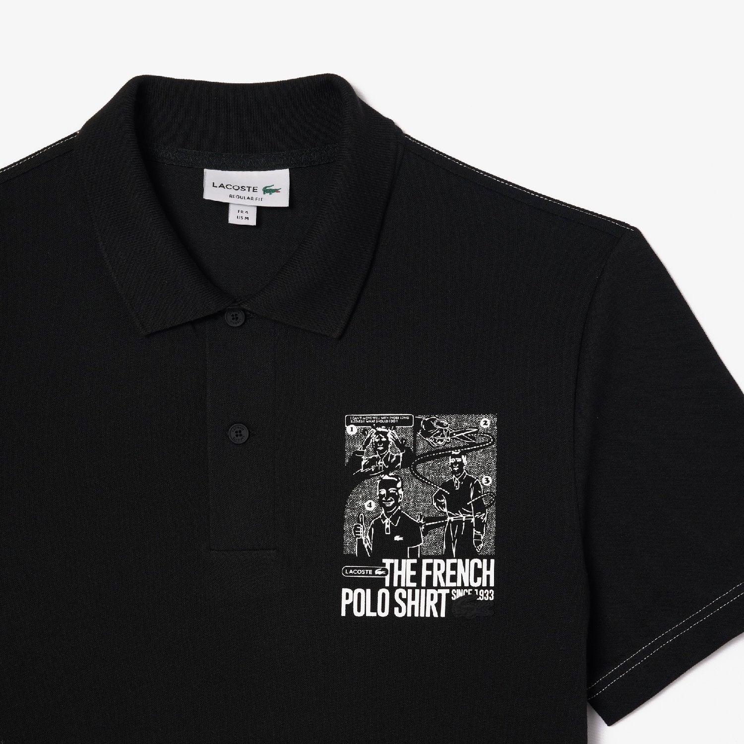 Polo coupe droite Movement imprimé en piqué - Noir