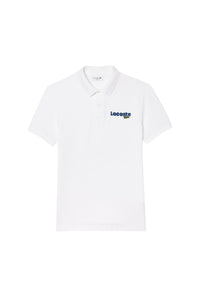 L.12.12 washed piqué embroidered straight-leg polo shirt - White