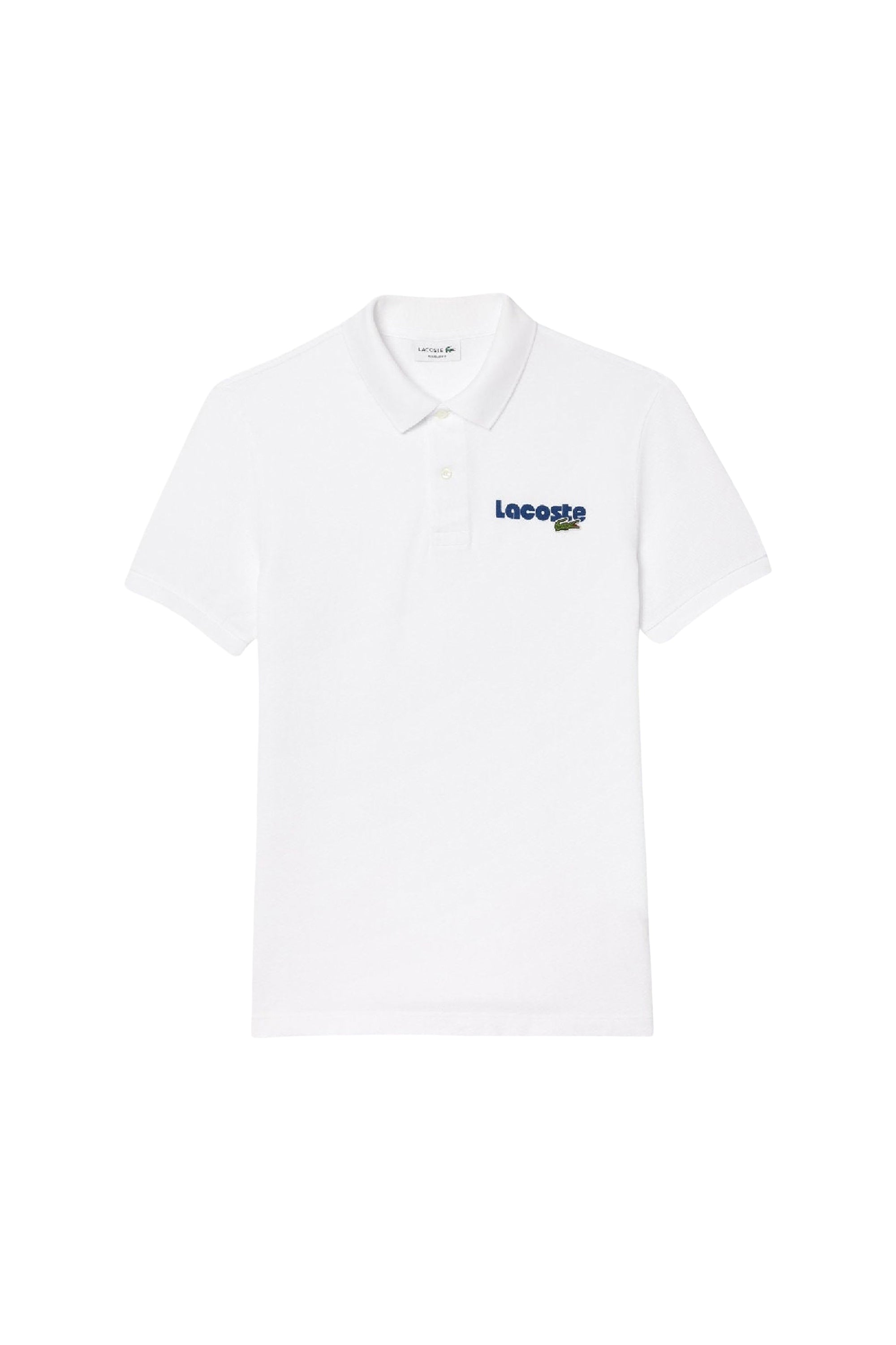 L.12.12 washed piqué embroidered straight-leg polo shirt - White