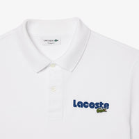 L.12.12 washed piqué embroidered straight-leg polo shirt - White