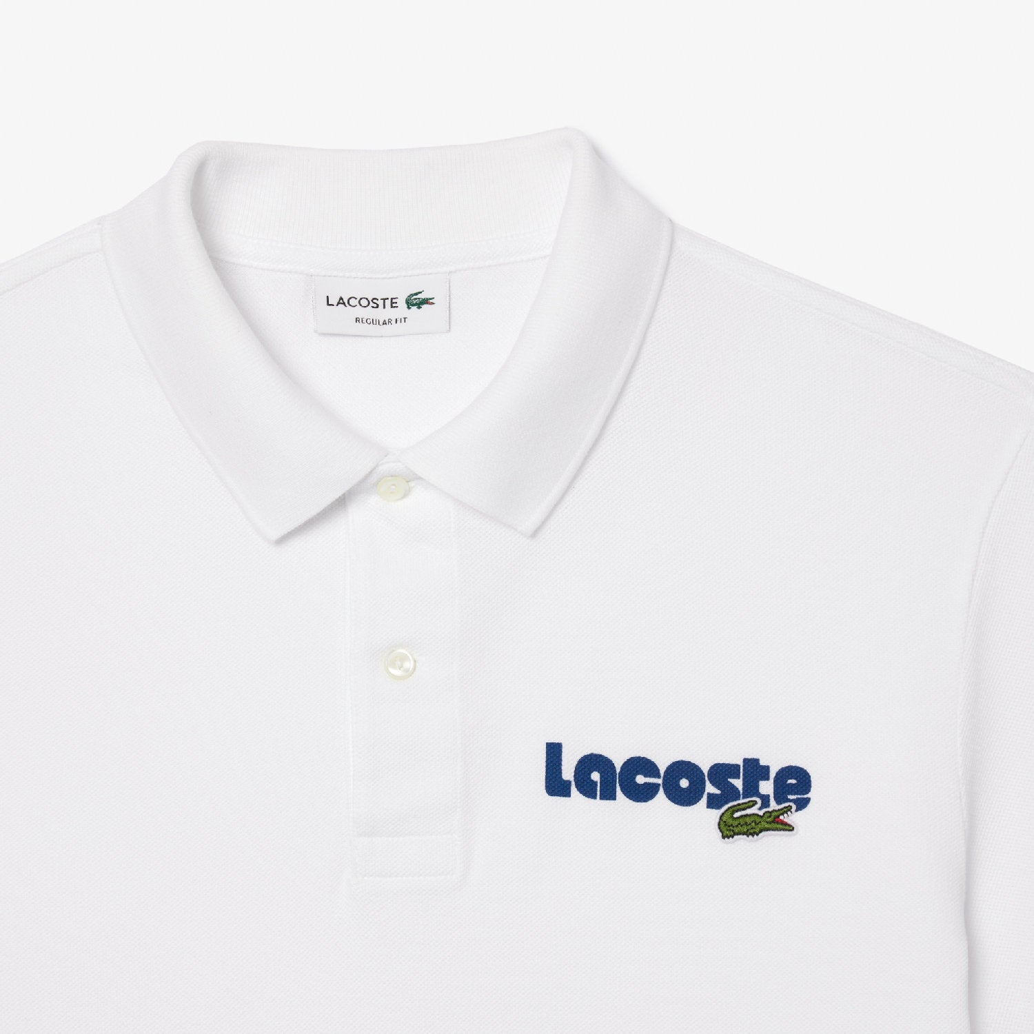 L.12.12 washed piqué embroidered straight-leg polo shirt - White