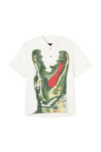 Oversized printed denim T-shirt - White & Multicolour