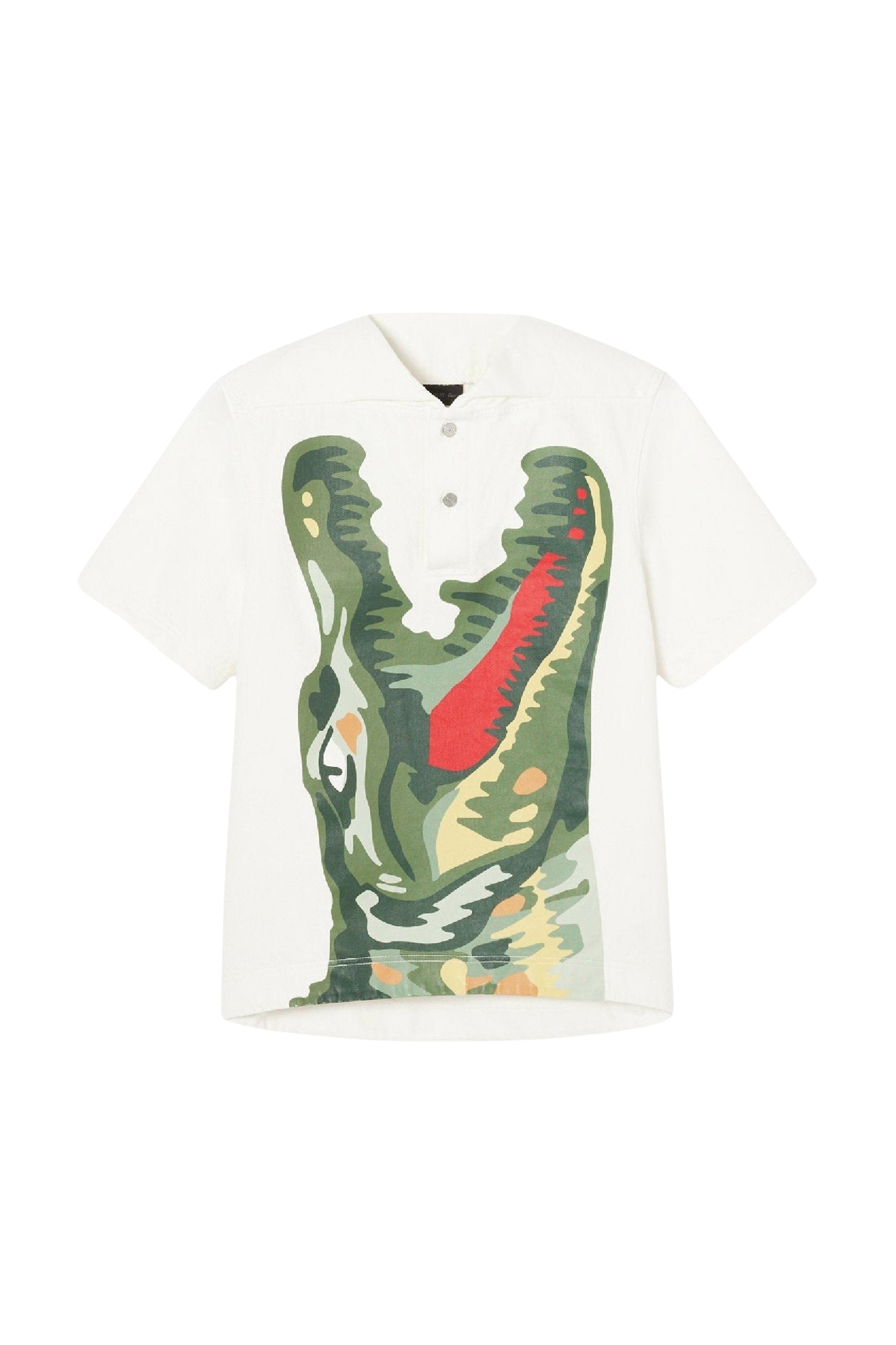 Oversized printed denim T-shirt - White & Multicolour