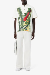 Oversized printed denim T-shirt - White & Multicolour