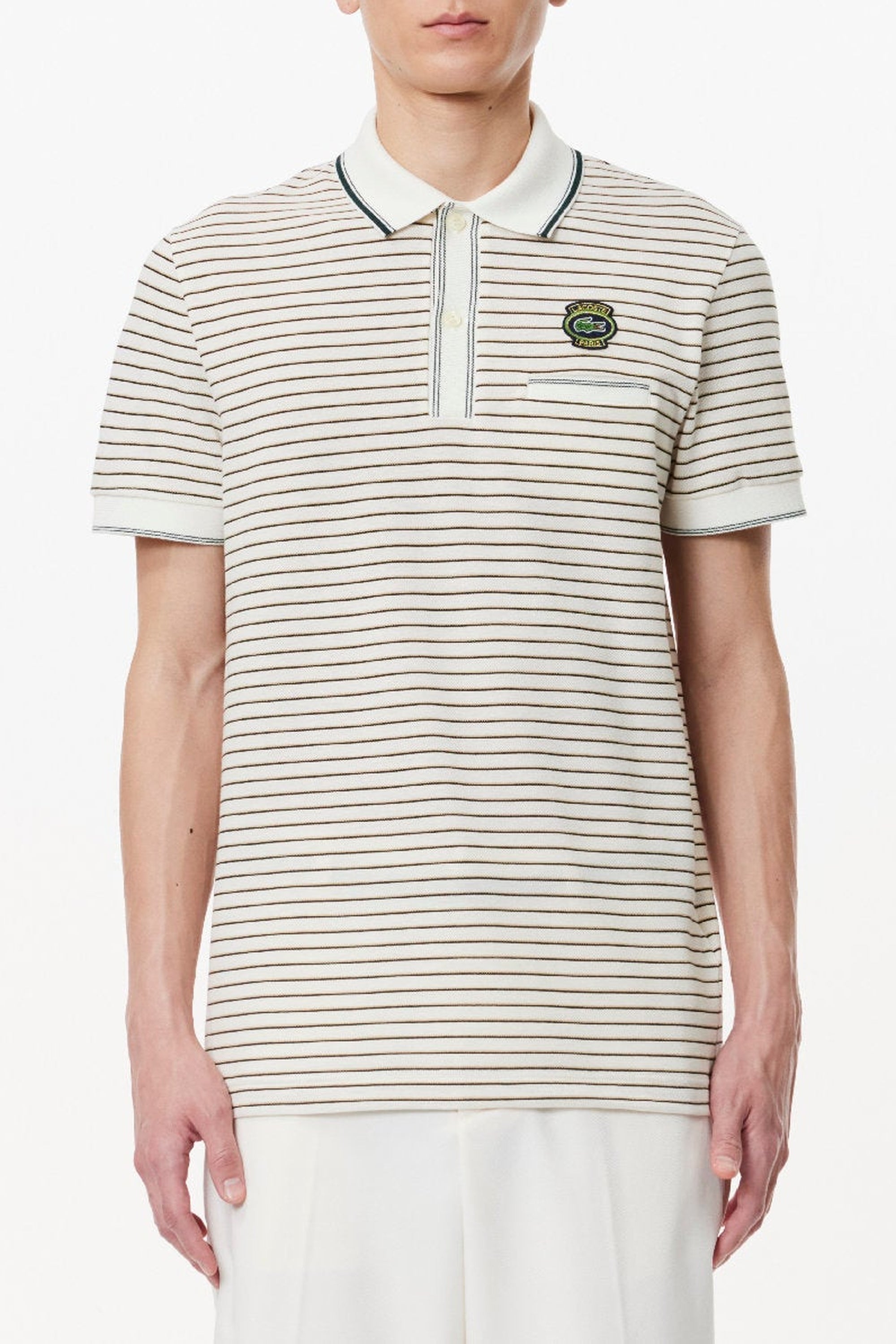 Striped piqué polo shirt - Farine & Multicolor