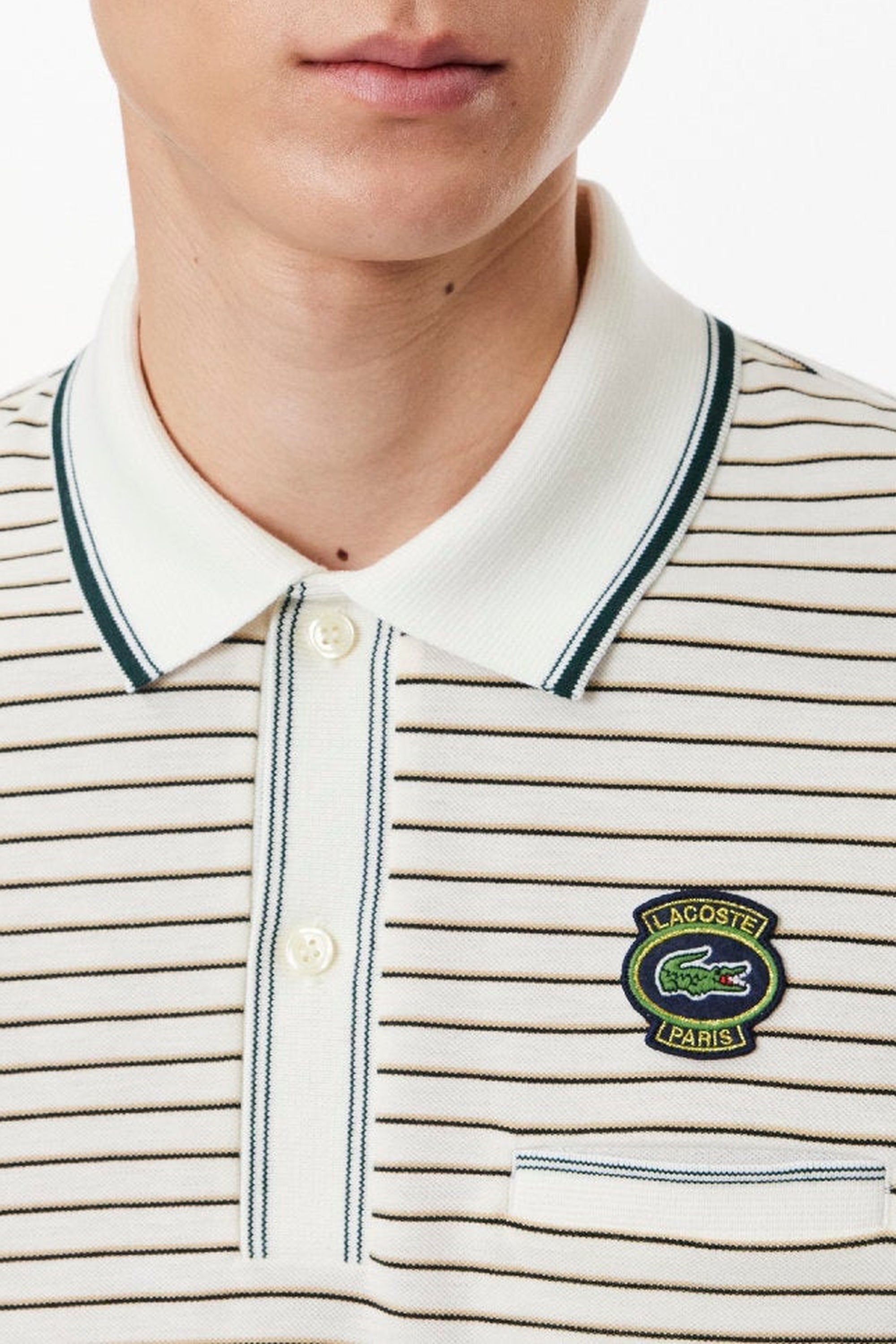 Striped piqué polo shirt - Farine & Multicolor