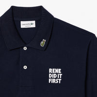 L.12.12 polo shirt with piqué print - Navy