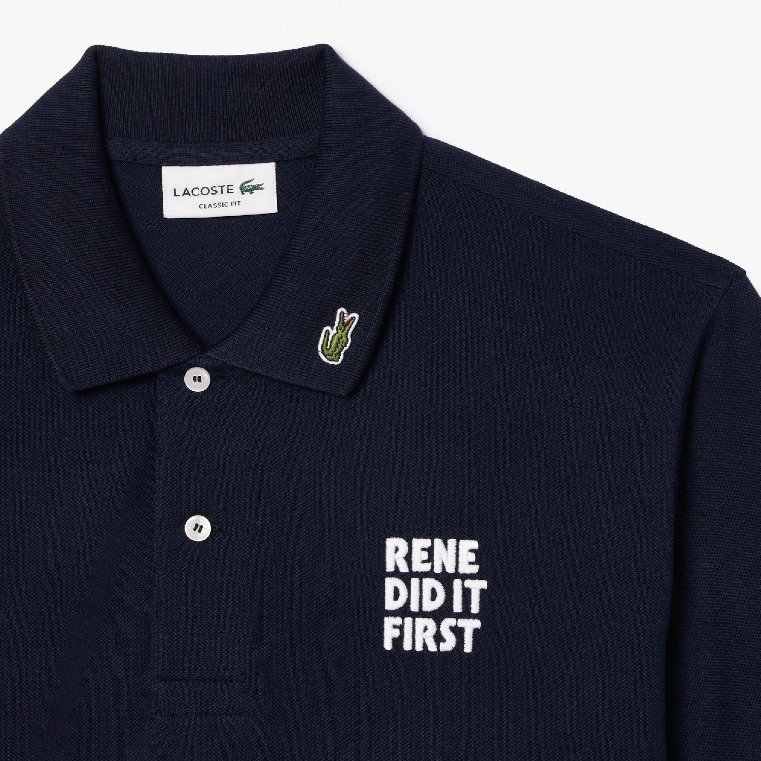 L.12.12 polo shirt with piqué print - Navy