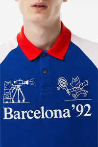 Polo avec logo en piqué - Cobalt & Blanc