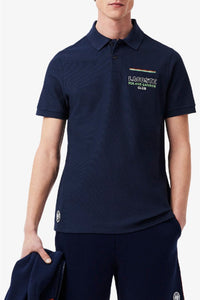 Polo coupe droite Lacoste x Roland-Garros en piqué - Marine