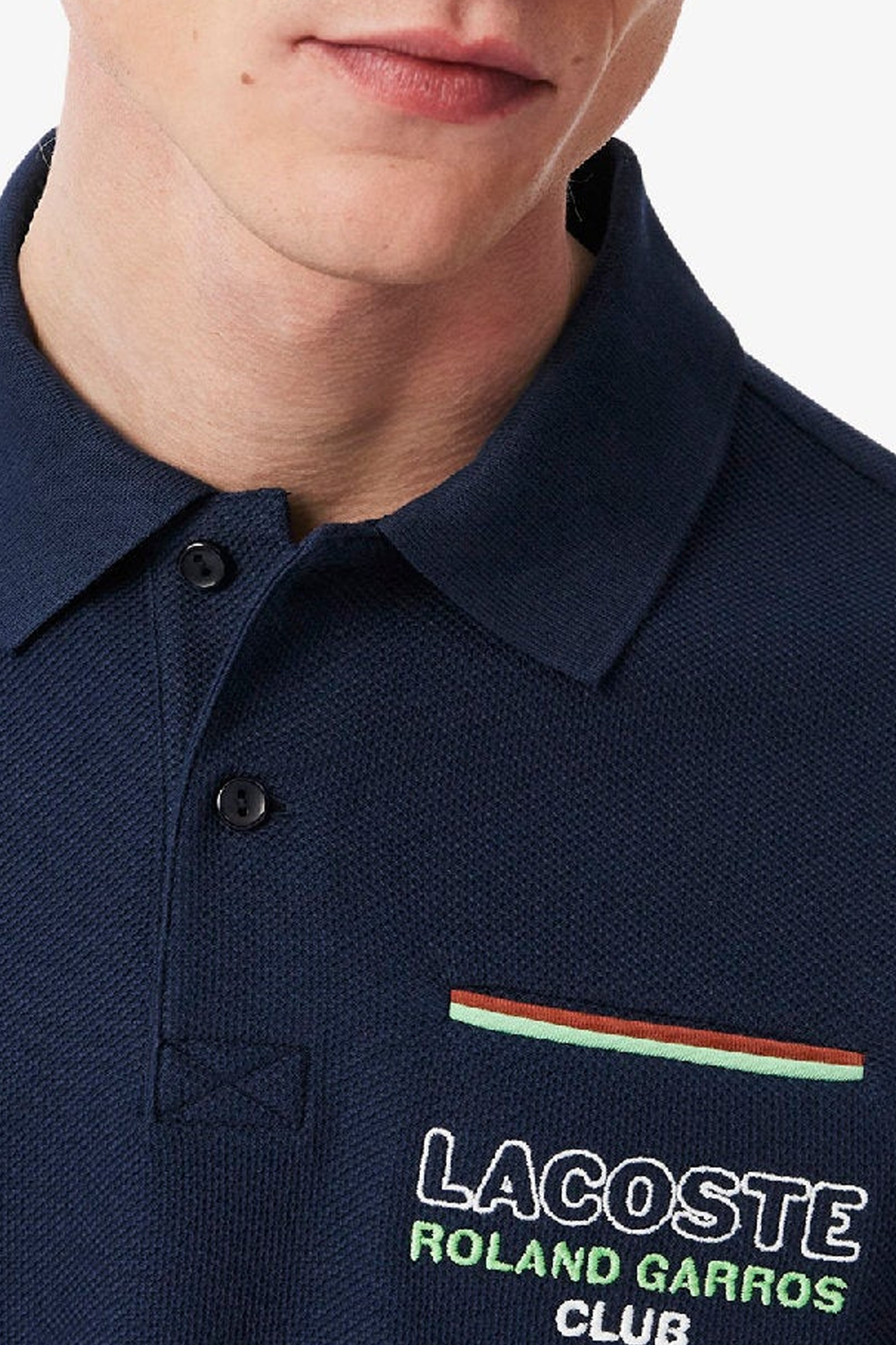Polo coupe droite Lacoste x Roland-Garros en piqué - Marine