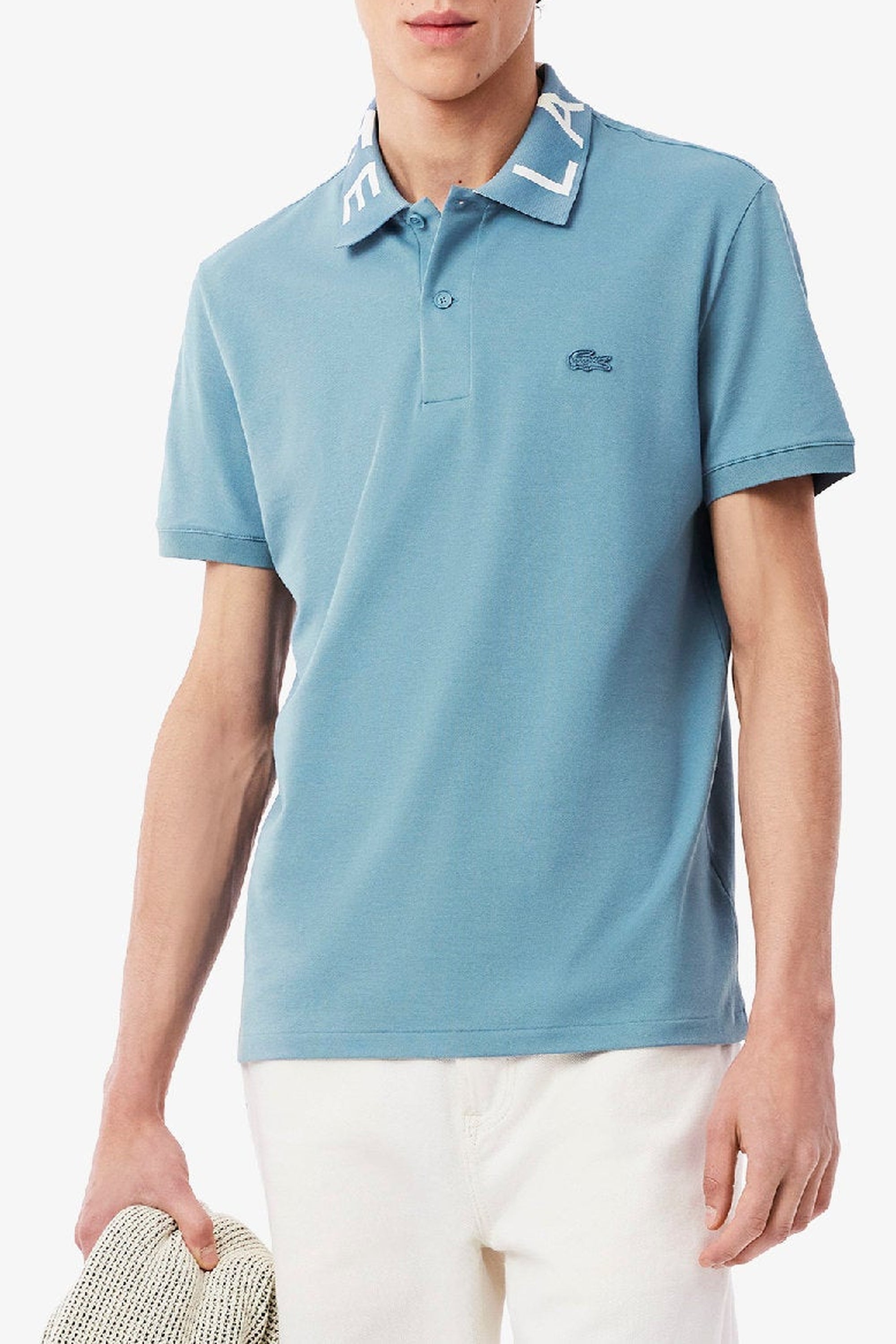 Polo ajusté jacquard en piqué - Calcaire