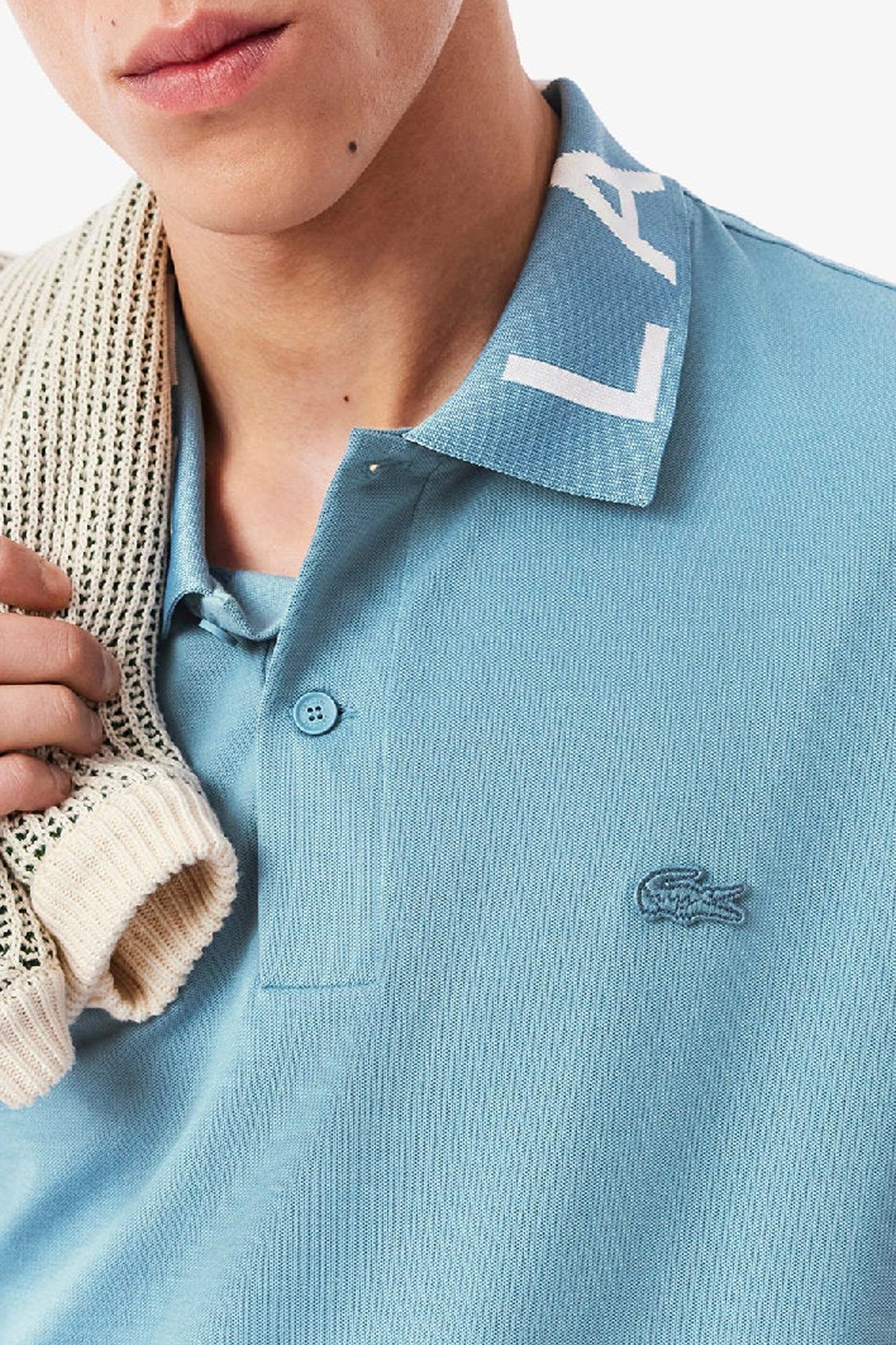 Polo ajusté jacquard en piqué - Calcaire