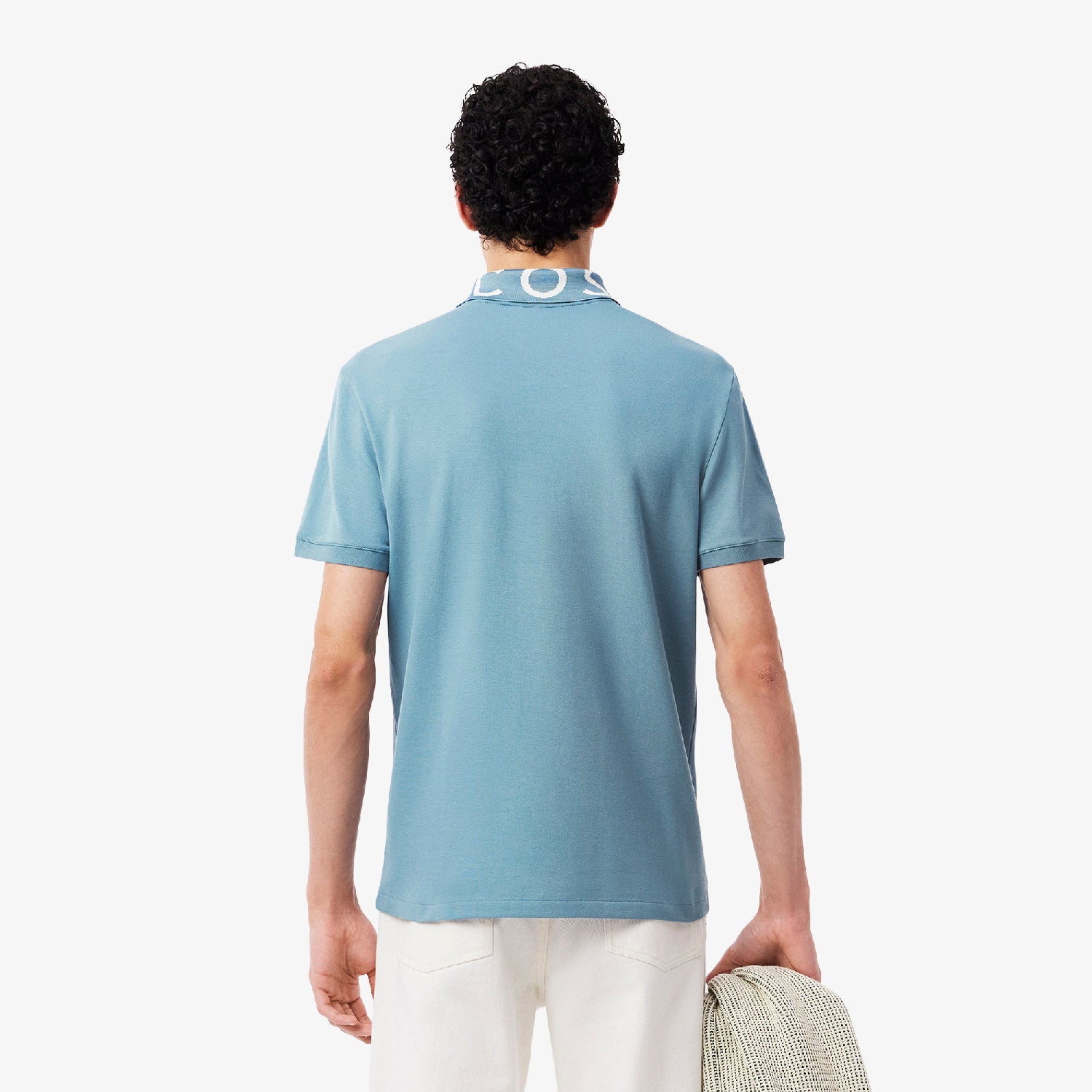 Polo ajusté jacquard en piqué - Calcaire