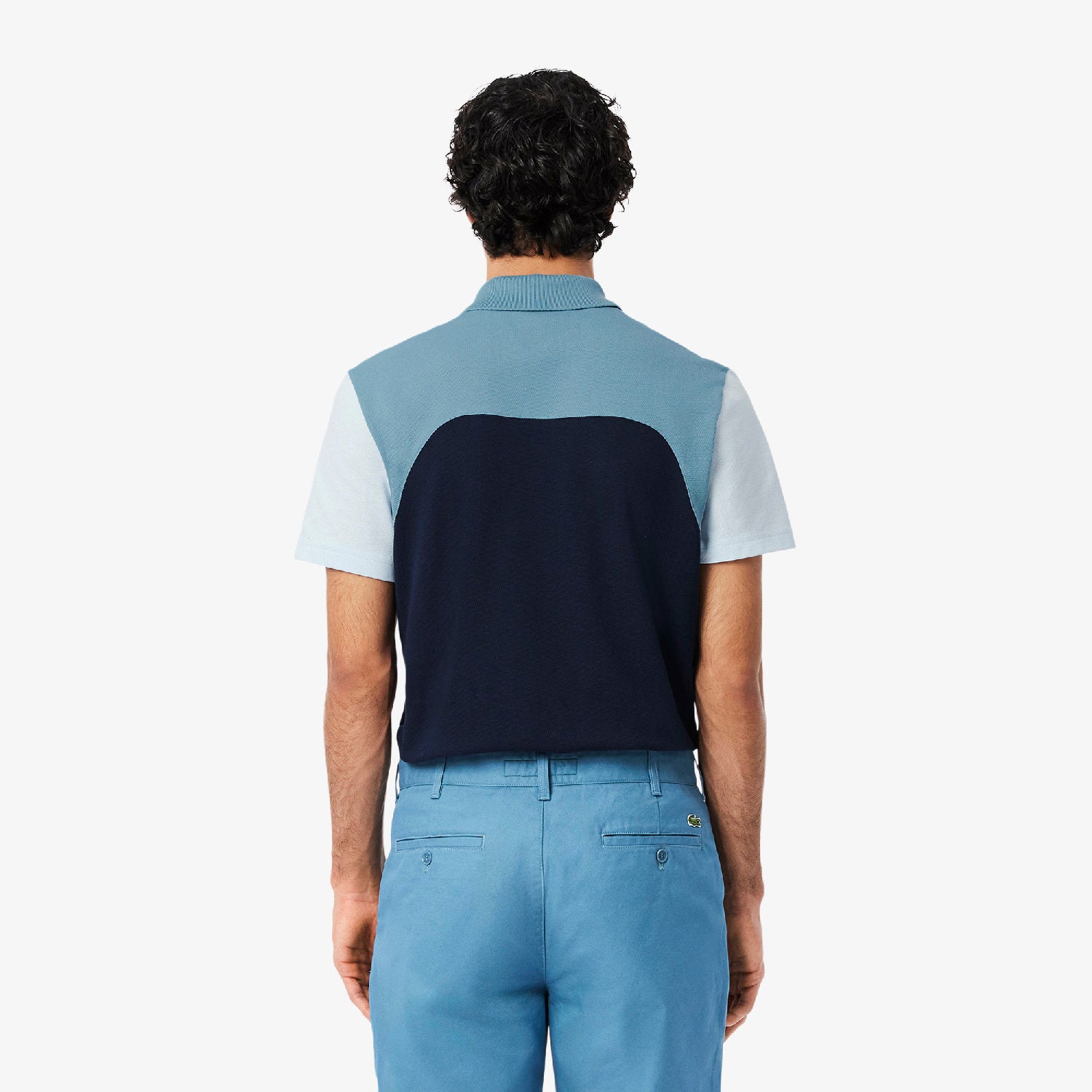 Polo coupe droite L.12.12 à broderie en piqué - Marine & Calcaire