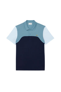 Polo coupe droite L.12.12 à broderie en piqué - Marine & Calcaire