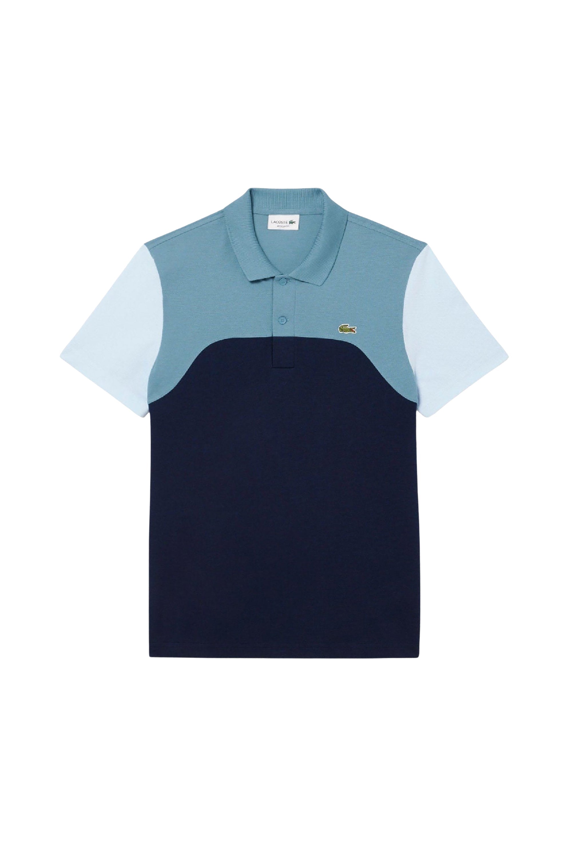 Polo coupe droite L.12.12 à broderie en piqué - Marine & Calcaire