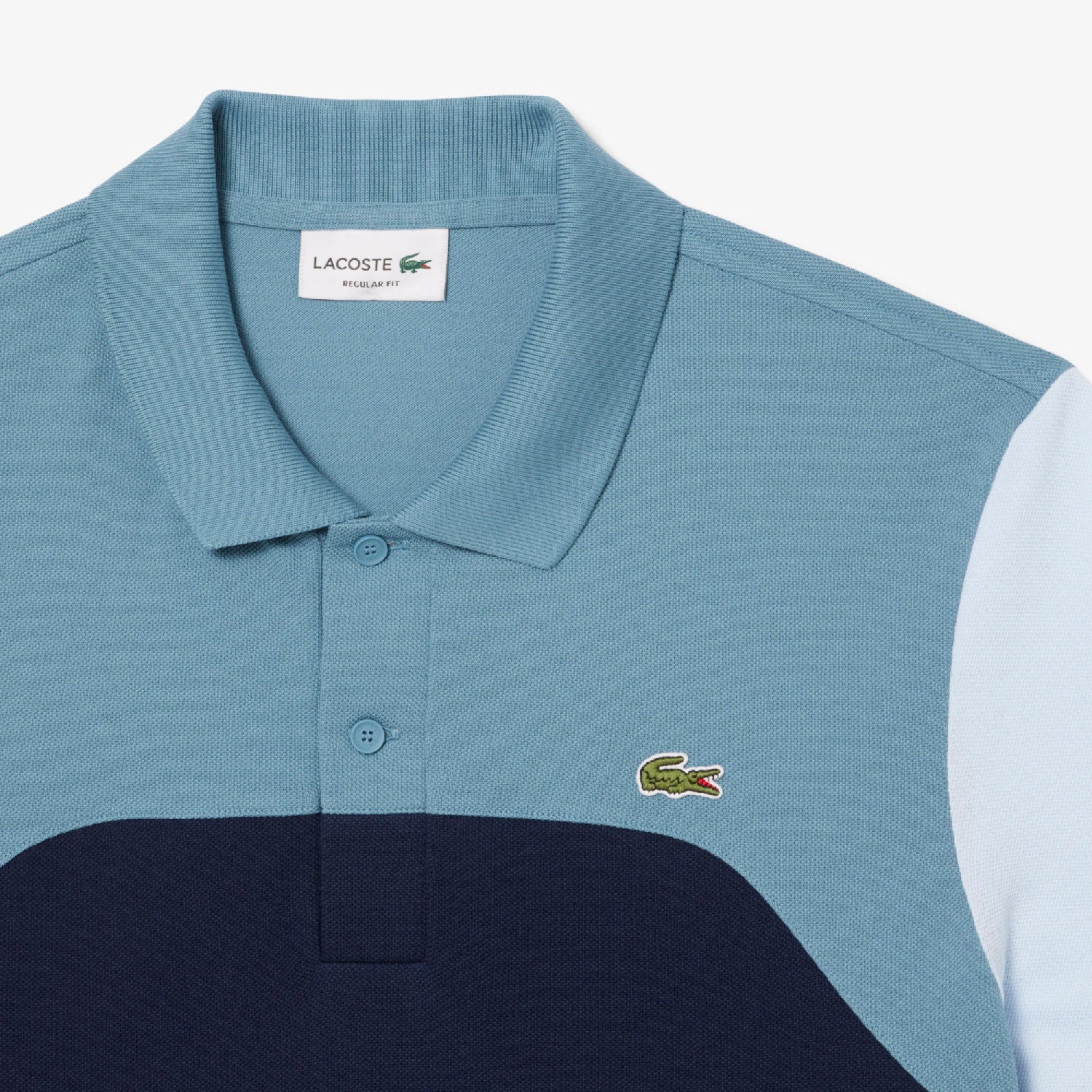 L.12.12 straight cut polo shirt with piqué embroidery - Marine & Limestone