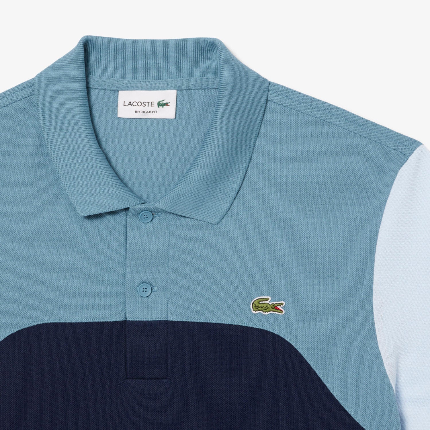 Polo coupe droite L.12.12 à broderie en piqué - Marine & Calcaire