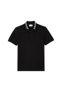 Fitted pique polo shirt - Black