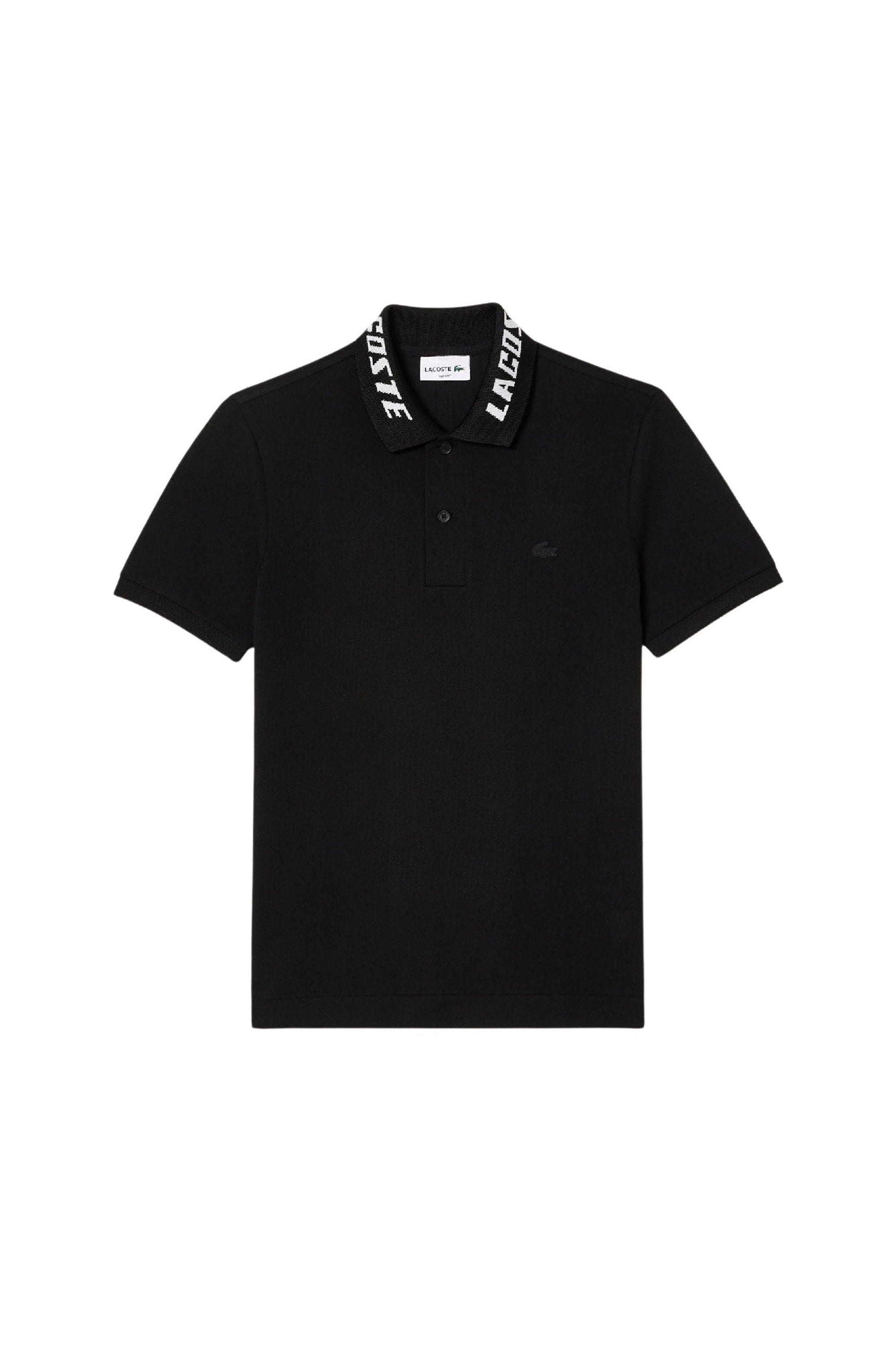 Fitted pique polo shirt - Black
