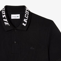 Fitted pique polo shirt - Black