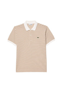 L.12.12 striped polo shirt in small pique - Viennese & White