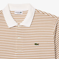 L.12.12 striped polo shirt in small pique - Viennese & White
