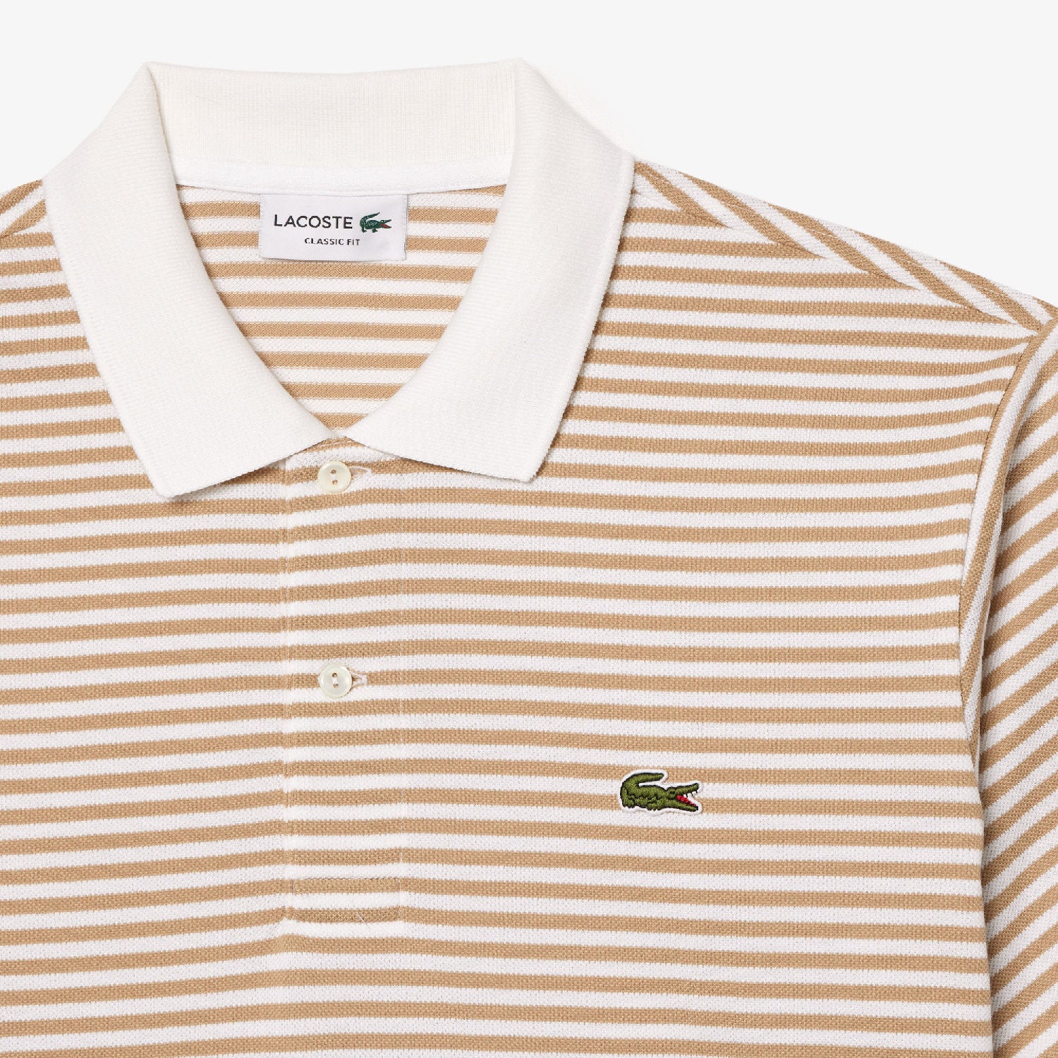 L.12.12 striped polo shirt in small pique - Viennese & White