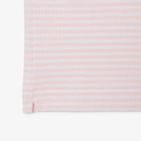 L.12.12 striped polo shirt in small piqué - White & Flamingo