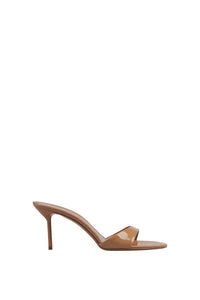 Mules à talons Lidia 70 en cuir verni - Beige