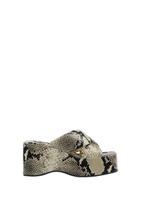 Mules à plateforme Vicky en cuir embossé - Naturale