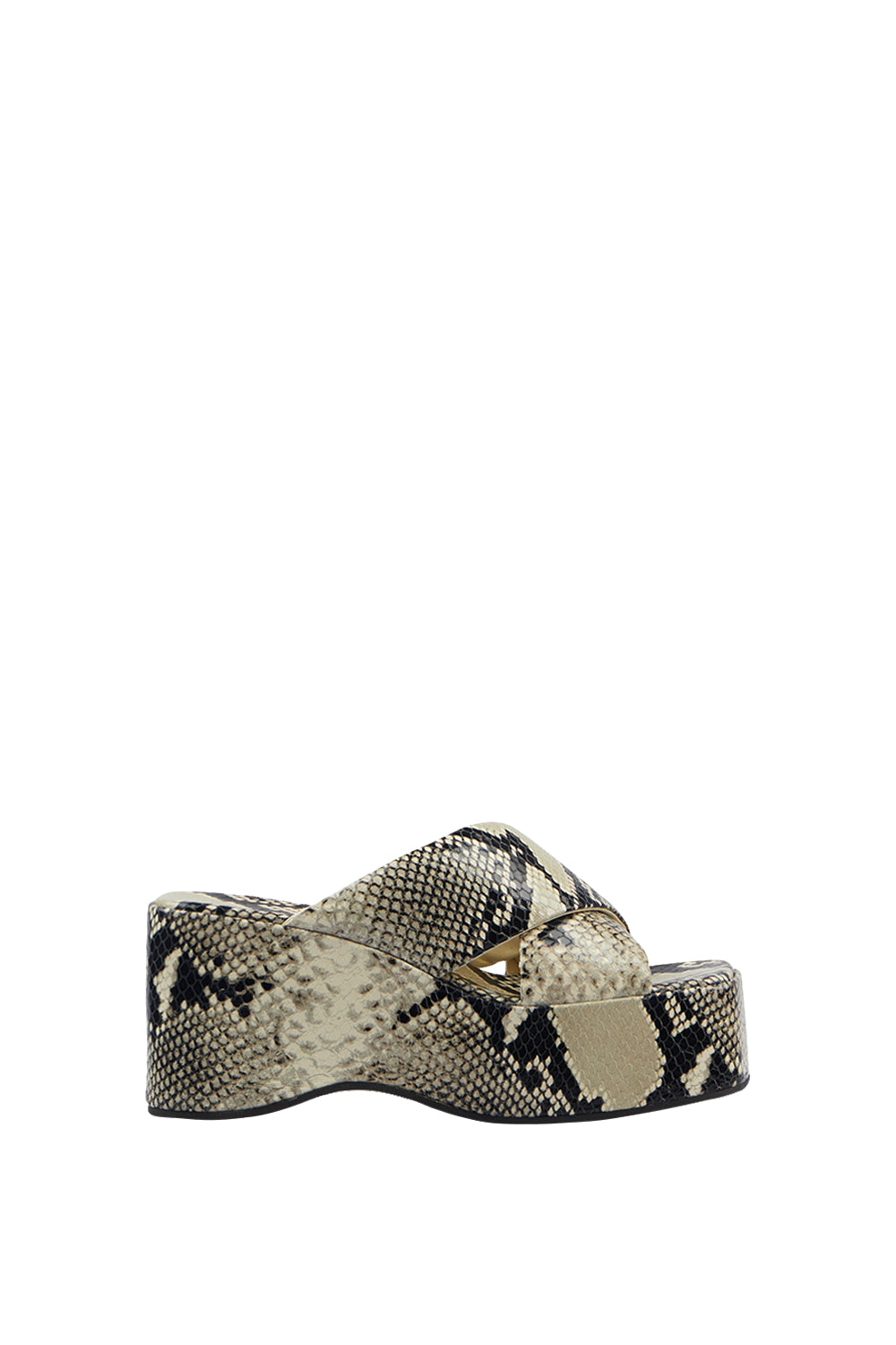 Mules à plateforme Vicky en cuir embossé - Naturale